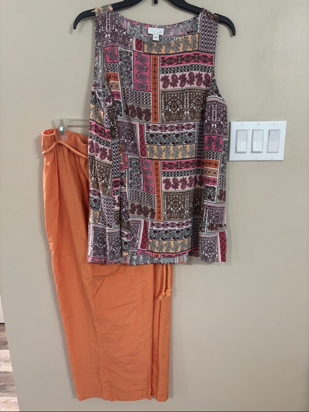J. Jill Pink and Orange Patchwork Paisley Tank, Lauren Conrad wide leg pants